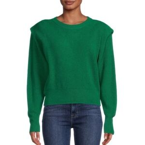 Design 365 100% Cashmere Structured Shoulder Sweater Emerald Green Size M